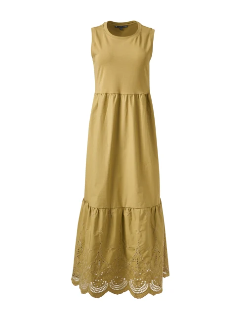Mustard Cotton Eyelet Hem Dress