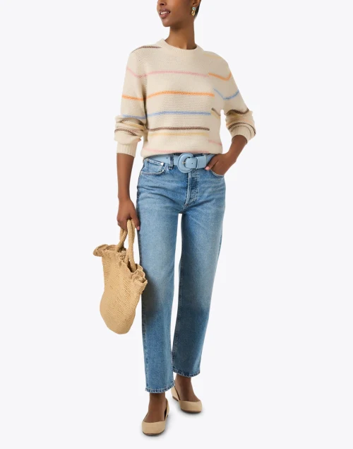 Beige Multi Stripe Cashmere Sweater