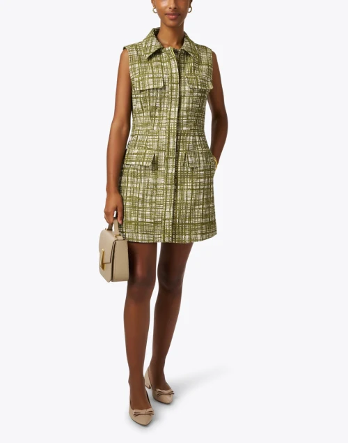 Green Tweed Shirt Dress
