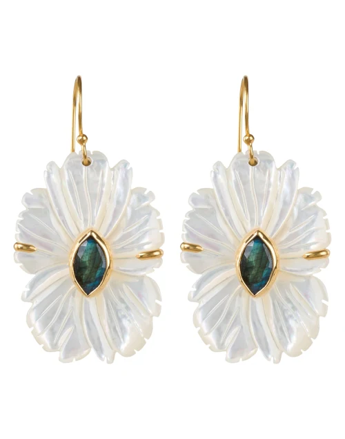 White Pearl Flower Drop Earrings