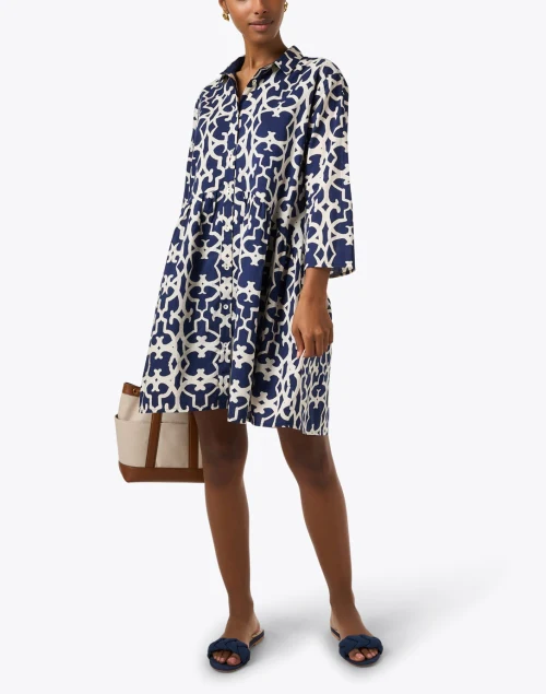 Deauville Navy Print Shirt Dress