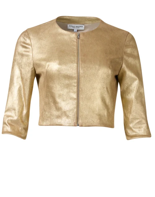 Mica Metallic Leather Cropped Jacket