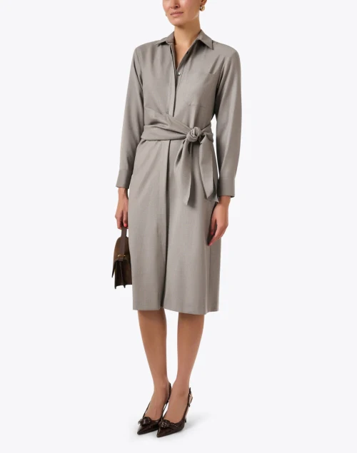 Ladispoli Taupe Knit Shirt Dress