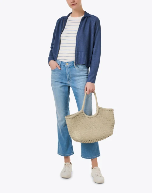 Navy Linen Zip Jacket
