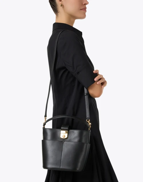 Small Crest Black Leather Bag
