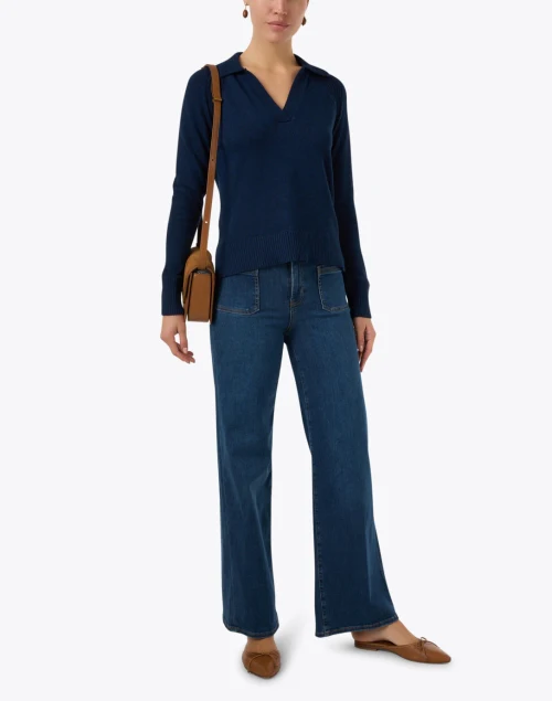 Le Slim Palazzo Dark Wash Patch Pocket Jean