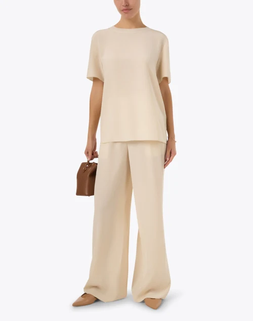 Hulin Ivory Silk Wide Leg Pant