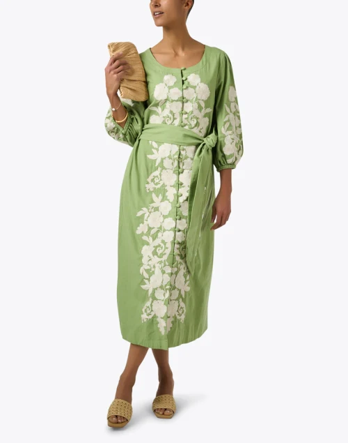 Suzanna Green Embroidered Cotton Dress