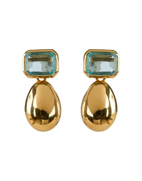 Green and Gold Stone Drop Earrings