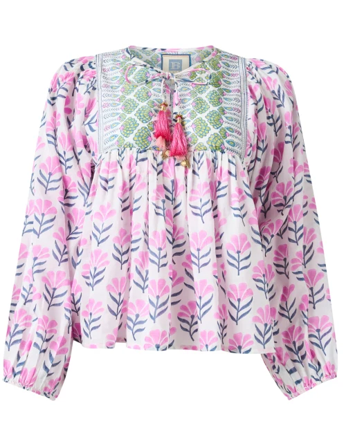 Aria Pink and Green Print Blouse