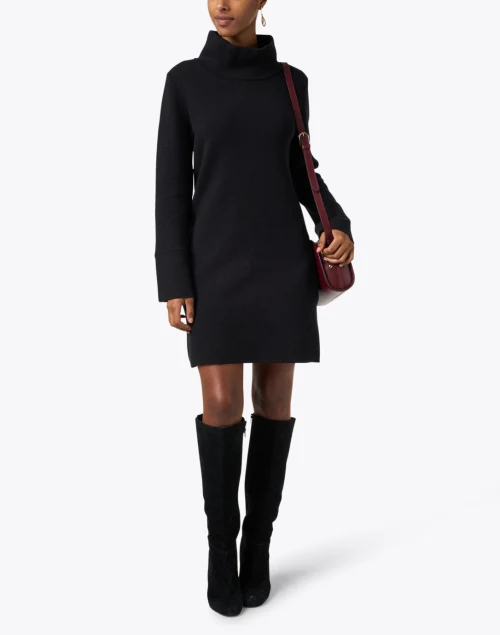 Laura Black Cotton Cashmere Tunic Dress