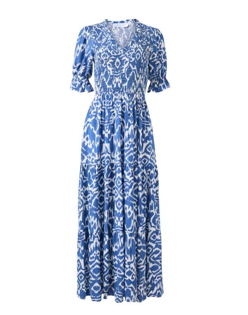Nancy Blue Ikat Print Dress