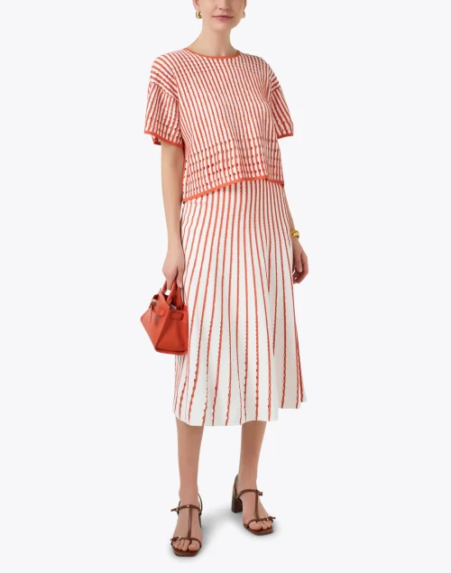 Nellie Coral Pinstripe Knit Top