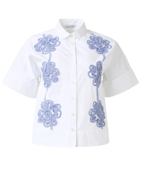 White Embroidered Cotton Top