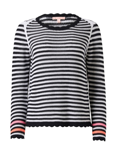 Black and White Striped Cotton Sweater