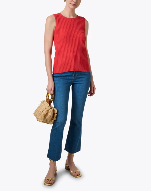 Poppy Red Ribbed Pointelle Tank