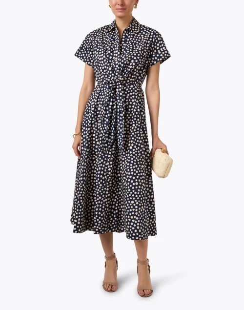 Asbury Navy Dot Print Cotton Dress