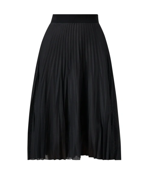 Black Merino Wool Plisse Skirt