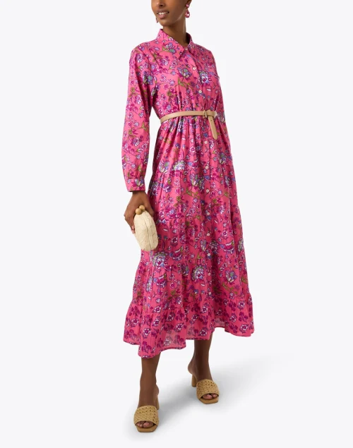 Jinette Pink Print Shirt Dress