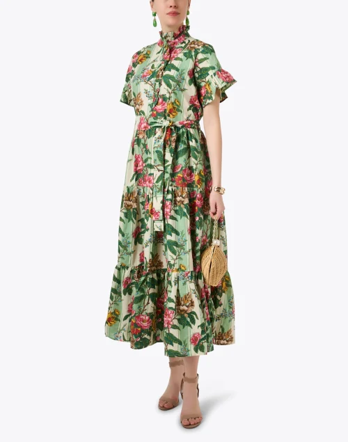 Victoria Green and Pink Print Ruffle Dress