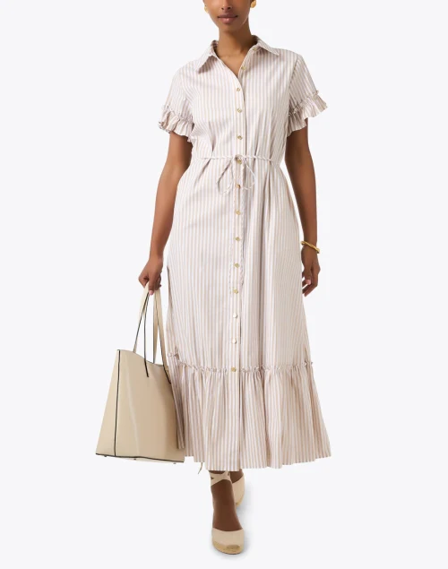 Pippa Beige and White Striped Dress