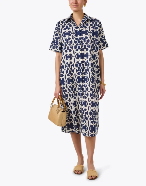 Thelma Navy Print Dress
