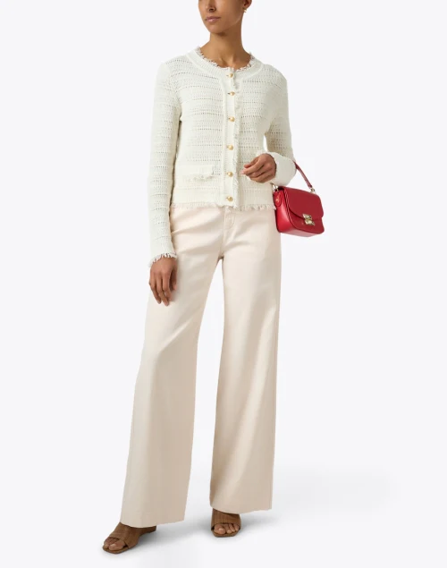 Taza Ivory Linen Cotton Cardigan