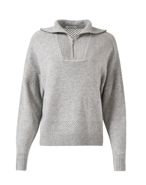 Grey Wool Cashmere Quarter Zip Sweater