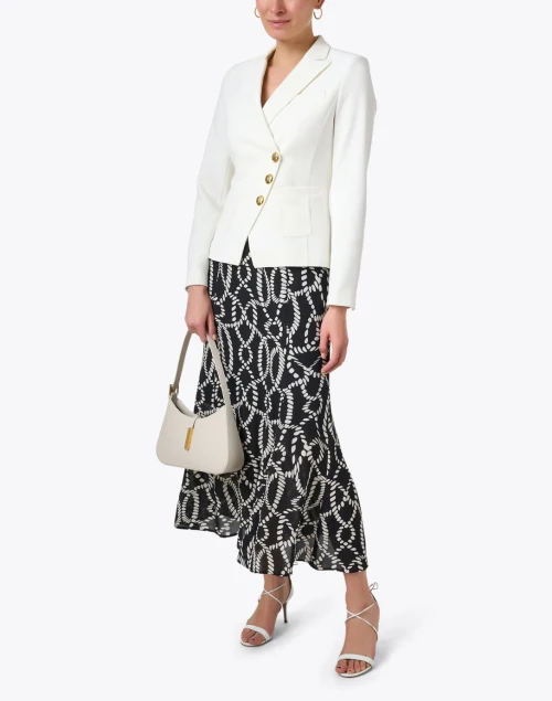 White Stretch Wrap Blazer