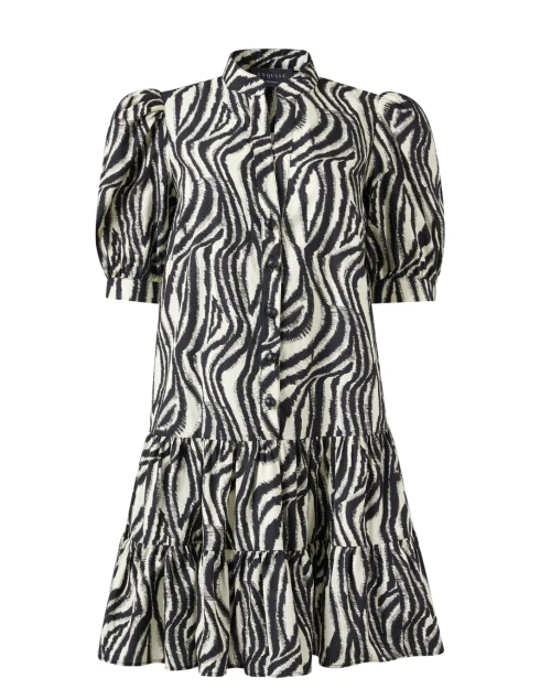 Vanessa Black and Ivory Print Cotton Dress