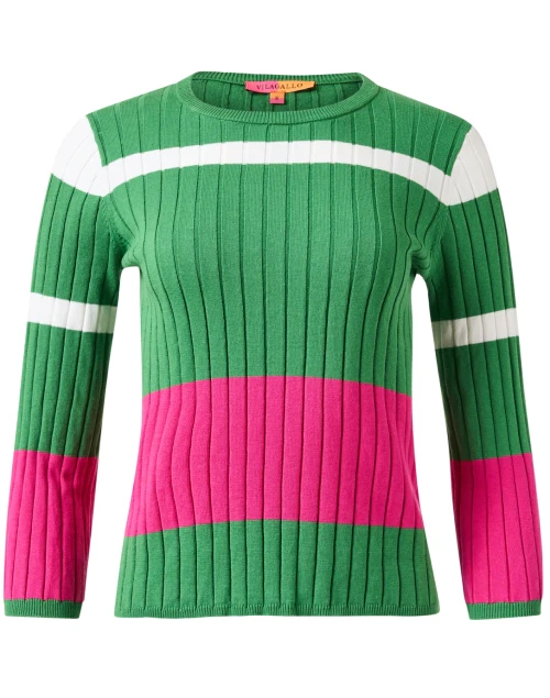 Green Color Block Cotton Sweater