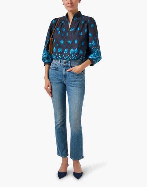 Danilia Blue Ikat Print Blouse