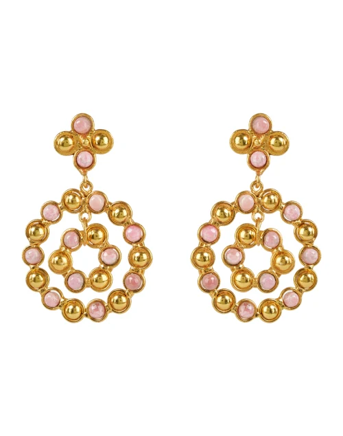 Large Flower Candies Gold and Pink Drop Earrings