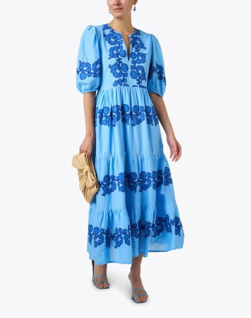 Tangier Blue Embroidered Dress