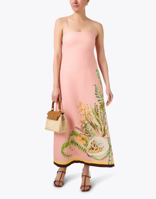 Pink Print Linen Dress