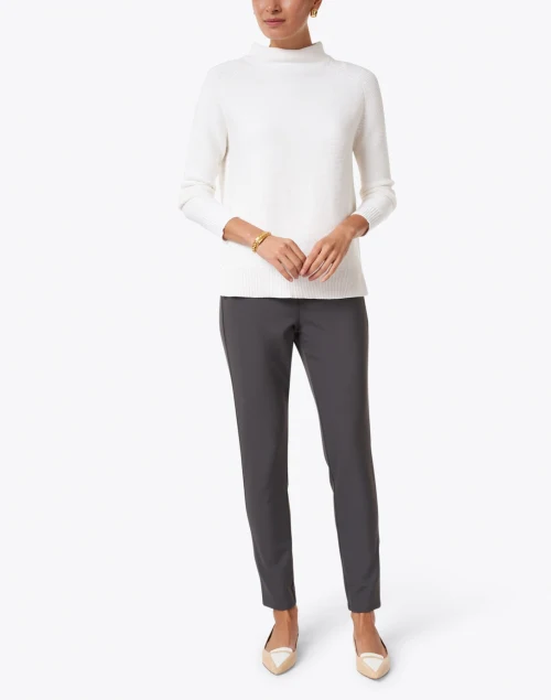 White Garter Stitch Cotton Sweater