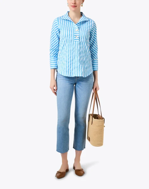 Blue and White Stripe Blouse
