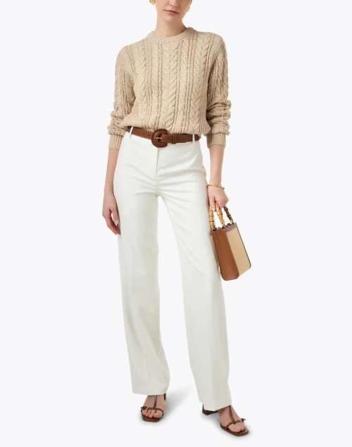 Beige Textured Cotton Sweater