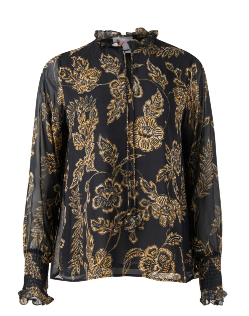 Floral Gwynn Black Cotton Top