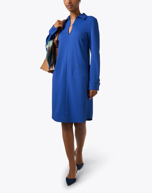 Blue Knit Shift Dress