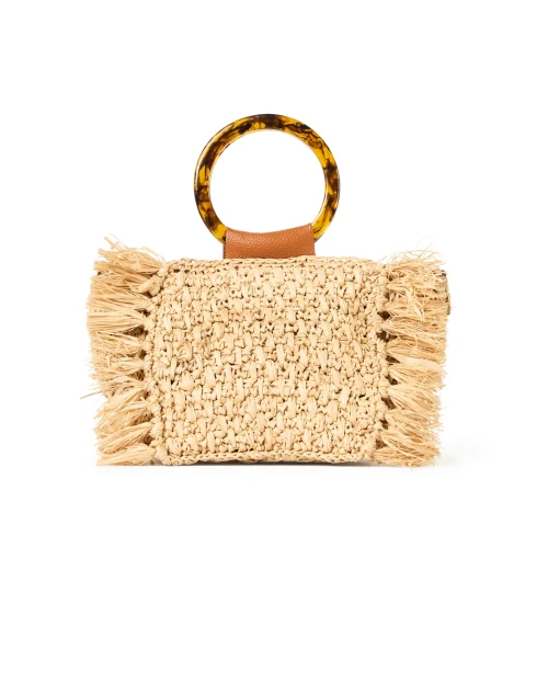 Capri Tan Raffia Circle Top Handle Bag
