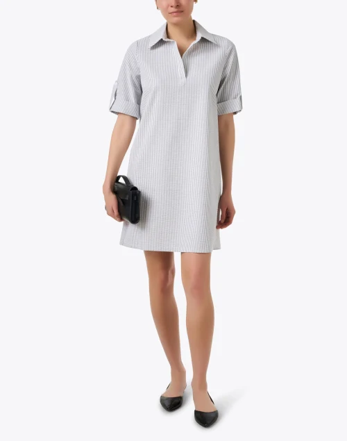 Ryan White and Grey Seersucker Dress