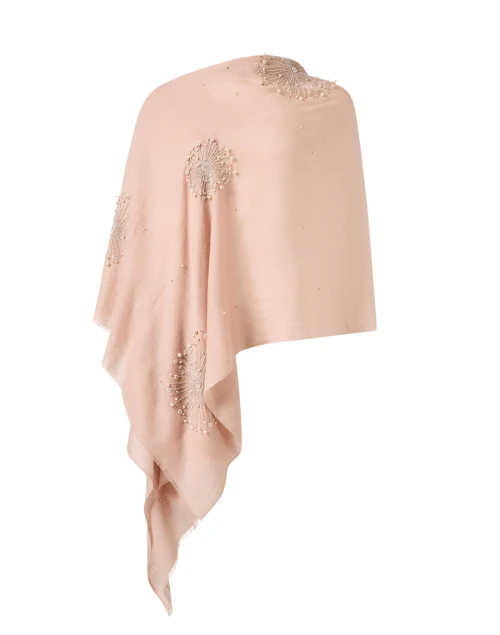 Pink Embroidered Merino Wool Scarf