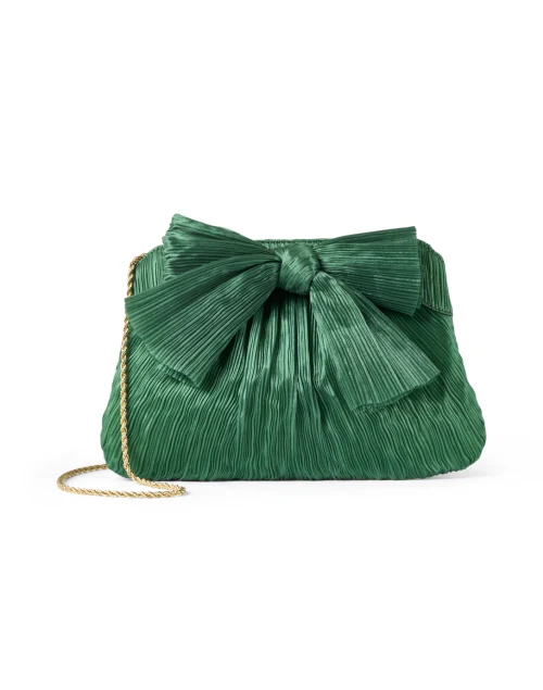Rayne Green Pleated Bow Clutch