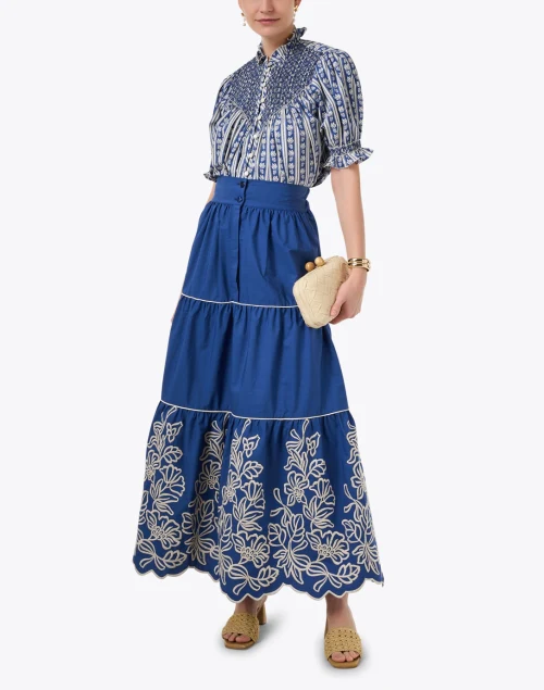 Nuvola Blue Embroidered Skirt