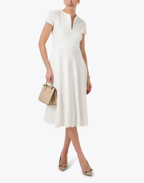 White Fit and Flare Zip Dress