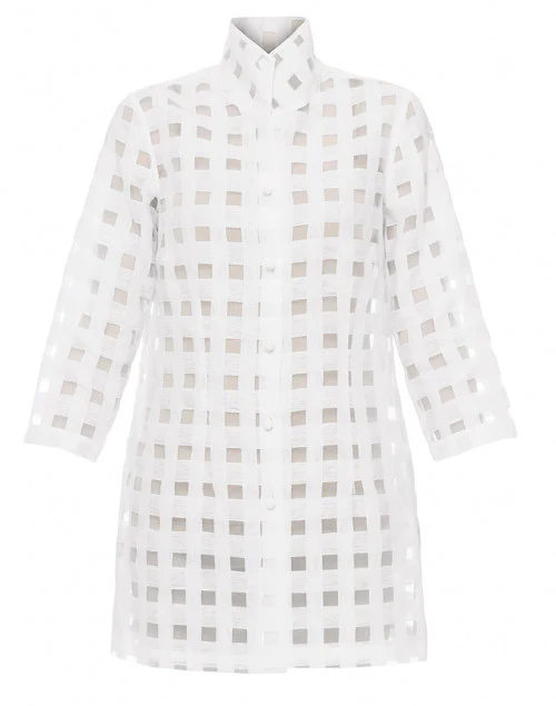 Rita White Sheer Plaid Shirt