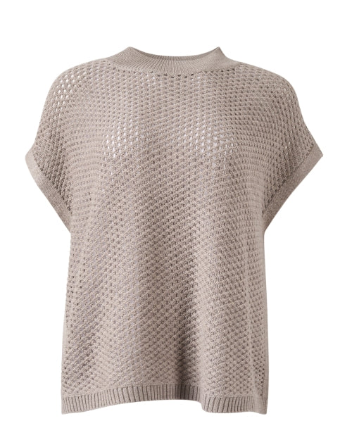 Taupe Wool Open Knit Sweater