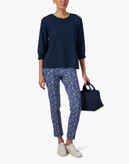 Navy Puff Sleeve Top