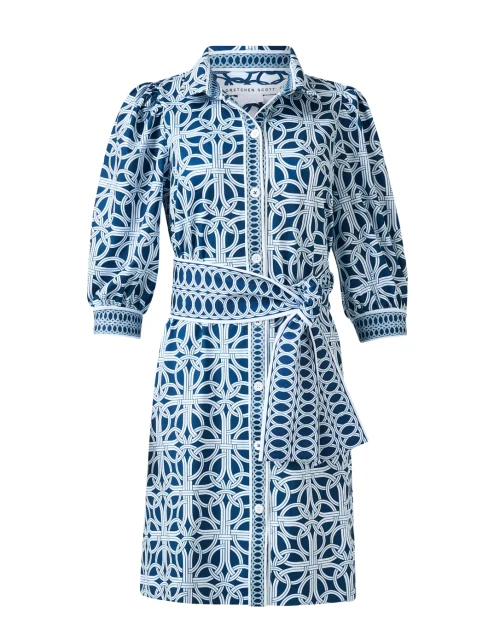 Navy Print Shirt Dress